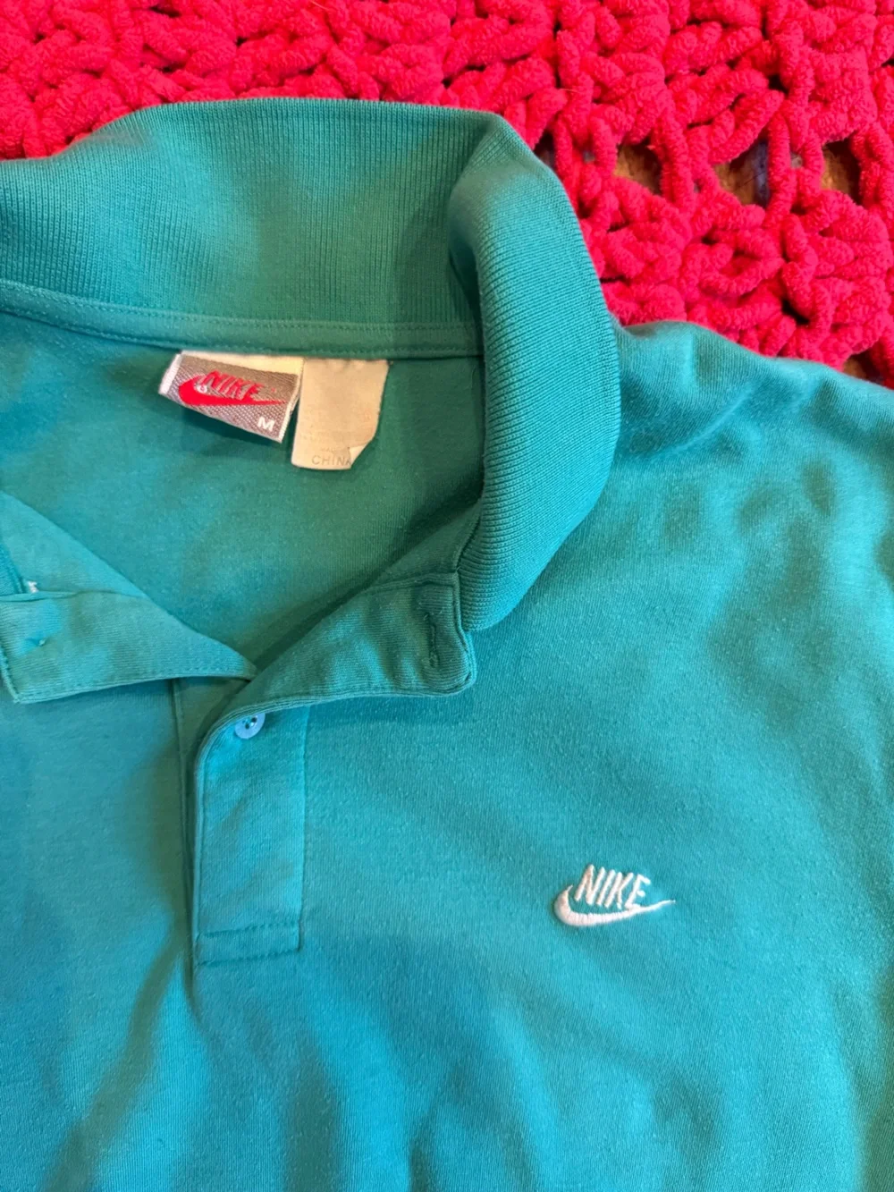 TWO Vintage Nike Men’s Polos Blue/Green (Medium)
